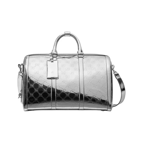 GUCCI Металлический Серебряный Глянцевый Эффект Ткань Сумка через плечо Сумка Средняя Мужская Серебряная