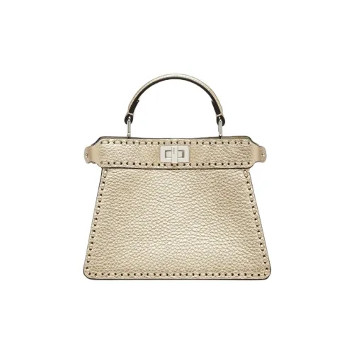 FENDI Peekaboo ISeeU Телячья кожа Сумка через плечо Сумка Маленькая Женская Шампань