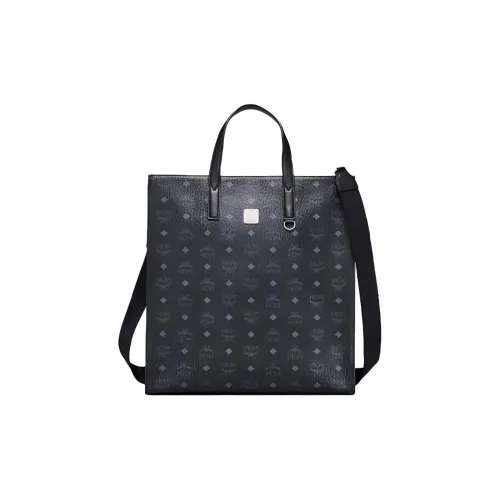 MCM Klassik Visetos Логотип Сумка-тоут Сумка для покупок Сумка через плечо Мужская Черная