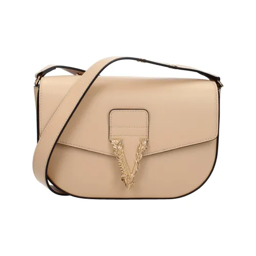 VERSACE Сумка через плечо из кожи плечевая сумка среднего размера женская бежевая