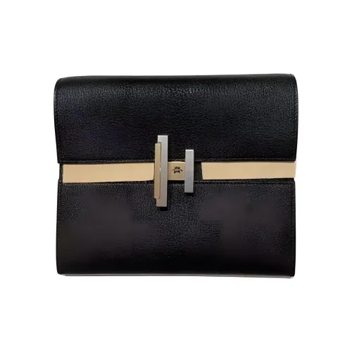 HERMES Cinhetic Коровья кожа Сумка через плечо Женская Черная