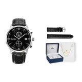 Белый корпус, черный циферблат, черный ремешок