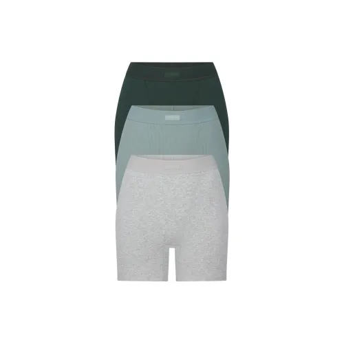 SKIMS Праздничная коллекция FW24 хлопок ребристый боксер 3 упаковки боксер женский 3 упаковки Vapor MULTI универсальный Vapor цвет
