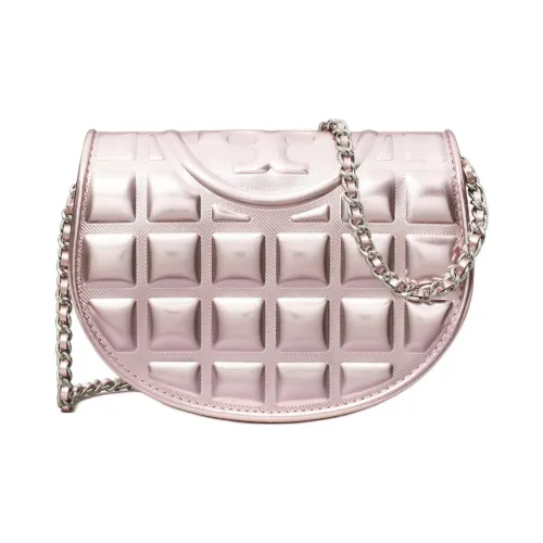 TORY BURCH Fleming кожаная сумка через плечо мини женская блестящая розовая