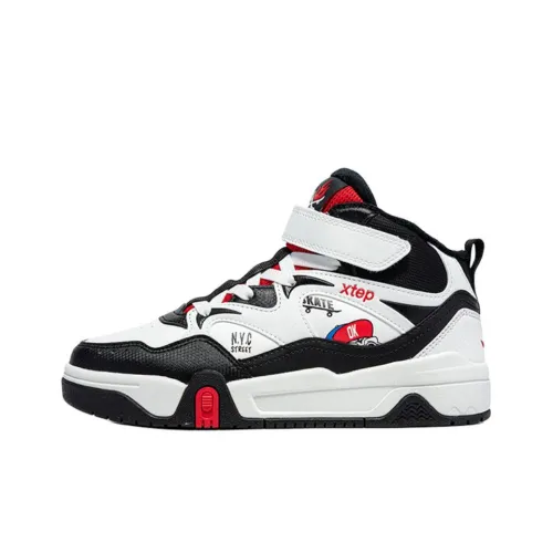 XTEP Slip-resistant Anti KICK MID Топ Детские Скейтбординги Черный Белый Подростки