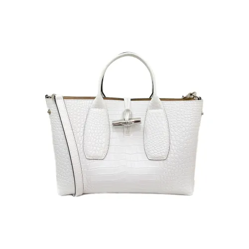 LONGCHAMP Крокодил Тисненый Телячья кожа Сумка через плечо Сумка Женская Белая