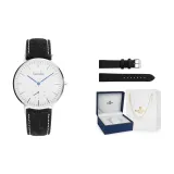 Серебряный корпус с белым циферблатом, черный бархатный ремешок (включает запасной кожаный ремешок)