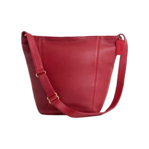 COACH Кожа Ведрообразная Сумка через плечо Большая Женская Томатно-красная