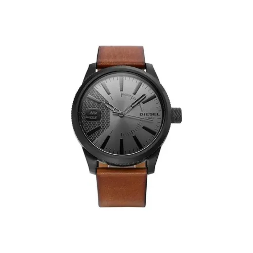 DIESEL Наручные часы Кварцевый механизм Кожаный ремешок 46 мм Серый циферблат Мужские часы
