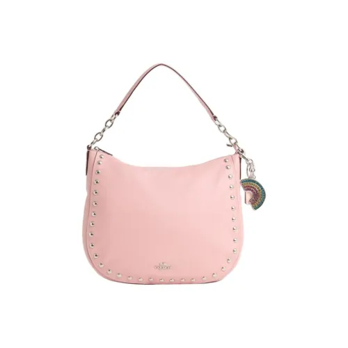 COACH Hobo Полированная каменная кожа Сумка-полумесяц Сумка через плечо Большая женская сумка Пион Цвет