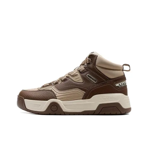 XTEP Sky Spine Термический Slip-Resistant MID Топ Скейтборд Кроссовки Женские Бежевый Коричневый