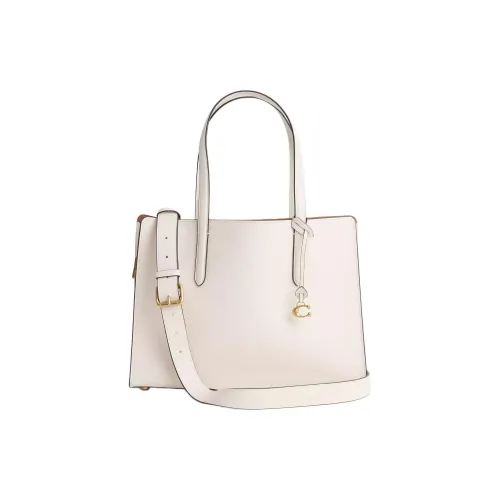 COACH Carter Полированная Галька Кожа Тоут Сумка Сумка для покупок Сумка через плечо Сумка Большая Женская Мел