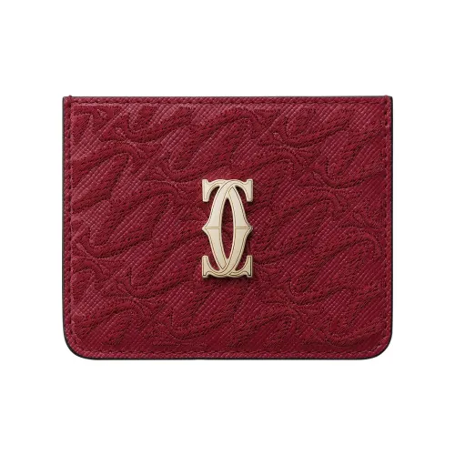 Cartier Lambskin Картхолдер Унисекс Вишнево-красный