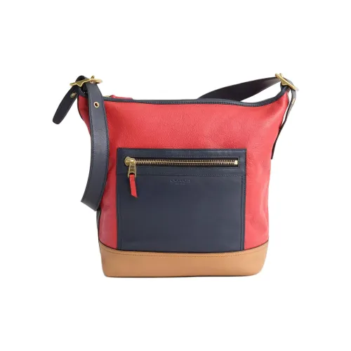 COACH Legacy Дубленая кожа Сумка через плечо Большая Женская Латунь и Морской синий Многоцветный