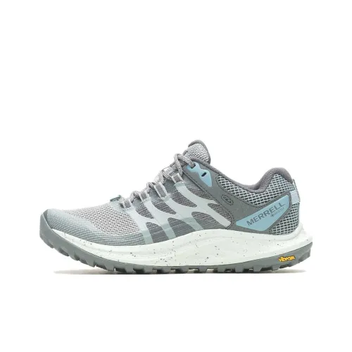 MERRELL Antora 3 Slip-Resistant Abrasion-Resistant Low-Top Trail Running Shoes Women's Gray Blue MERRELL Antora 3 Противоскользящие Устойчивые к истиранию Низкие Кроссовки для бега по пересеченной местности Женские Серый Синий