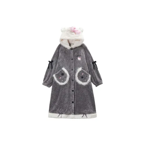 GUKOO x Hello Kitty Sanrio series Sleep Robe Women's Light Photinia Gray