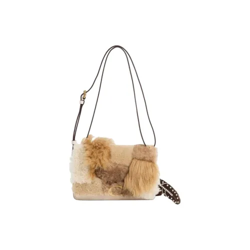 COACH Bandit Телячья кожа Портативная Сумка через плечо Сумка на плечо Средняя Женская Латунь с Айвори