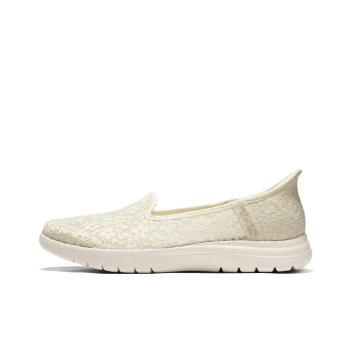 Skechers On The GO Fle Кружево Без подкладки Устойчивый к истиранию Дышащий Низкий Верх Повседневная обувь Женская Айвори