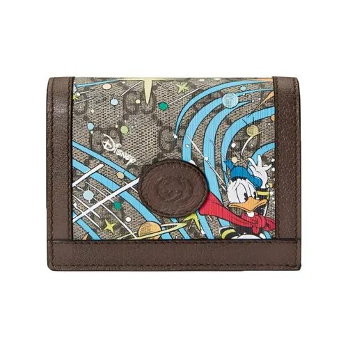 GUCCI Disney Collaboration Холст с кожей Картхолдер Женский Бежевый Эбеновый