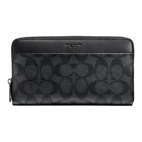 COACH Accordion Zip Кожа Кошелек Маленький Мужской Черный