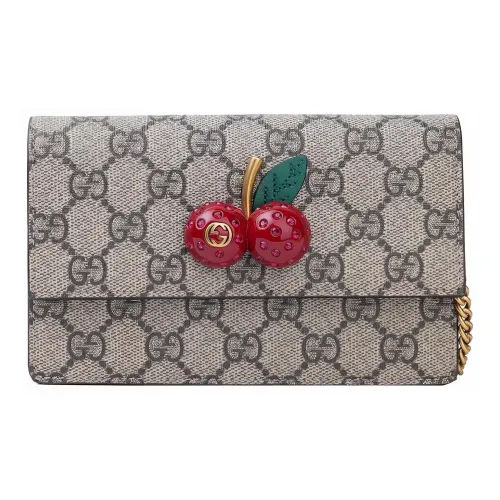 GUCCI Canvas с кожаными вставками сумка через плечо мини женская цвет эбеновый и красный