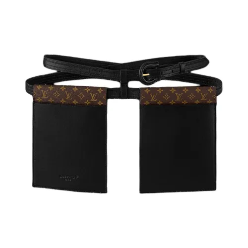 LOUIS VUITTON Кожа Холст Аксессуары для мобильных устройств Кожаные ремни Женские Черный Ширина 2 см