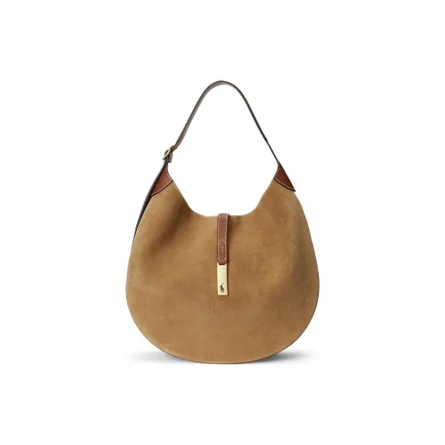 Polo Ralph Lauren Polo ID Замша Сумка Сумка через плечо Средняя Женская Светло-коричневая