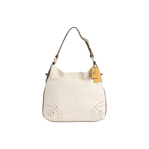 COACH Penelope Кожа Сумка Сумка через плечо Большая Женская Серебряный с Кость с Цветом Ириски