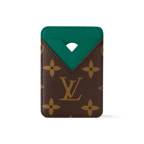 LOUIS VUITTON Покрытый холст Картхолдер Женские Borneo Зеленый