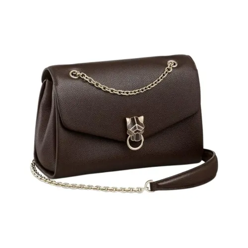 Cartier Panthère De Cartier Рельефная Телячья Кожа Сумка через плечо Сумка на плечо Маленькая Женская Коричневая