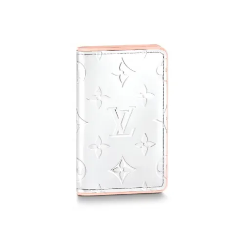 LOUIS VUITTON Slender Покрытый холст Карман Кошелек Держатель для карт Мужской Серебряный