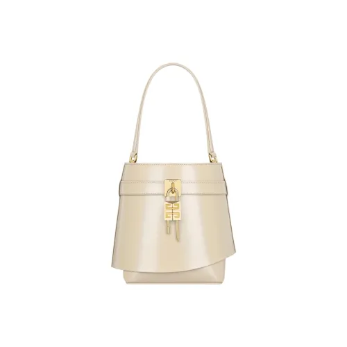 Givenchy Shark Lock Телячья кожа Ведрообразная сумка Сумка через плечо Сумка для женщин Естественный Бежевый