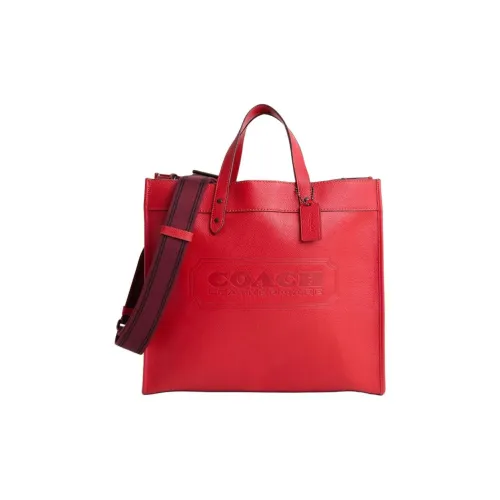 COACH Field Кожа Тоут Сумка Сумка для покупок Сумка через плечо Сумка Женская Спортивная Красная