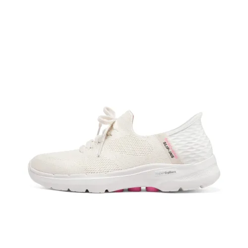 Skechers Go Walk 6 Hands Бесплатно Slip ins Низкий Топ Повседневная Обувь Женская Белая