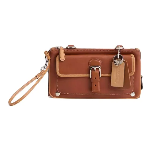 COACH Телячья кожа Кошелек Сумка через плечо Маленький Женский Латунь с Кленовым листом