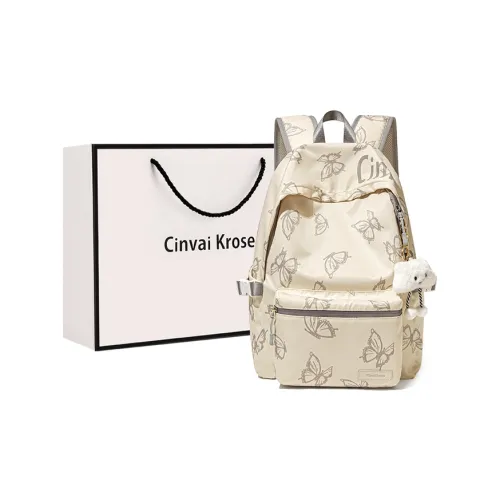 CinvaiKrose Ткань Синтетическая кожа Рюкзак Большой Женский Экрю черный