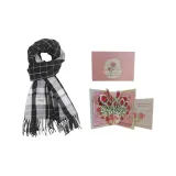 Чёрный + 3D-эффект Розовая поздравительная открытка + конверт