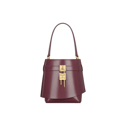 Givenchy Shark Lock Телячья кожа Ведрообразная сумка Сумка через плечо Сумка для женщин Рубиново-красный