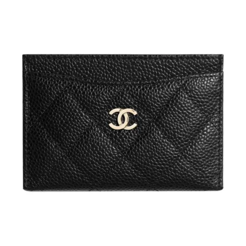 CHANEL С рельефным тиснением икорная коровья кожа держатель для карт унисекс черный