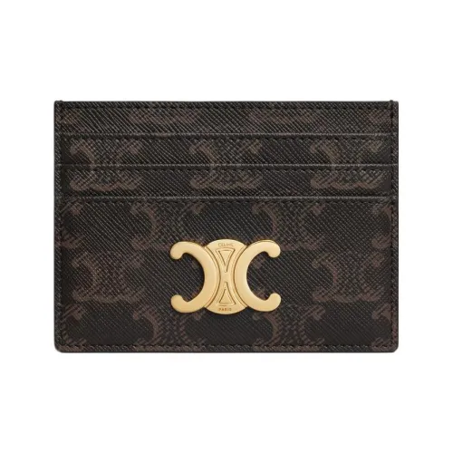 CELINE Triomphe Холст Кошелек Держатель для карт Стандартный Женский Коричневый
