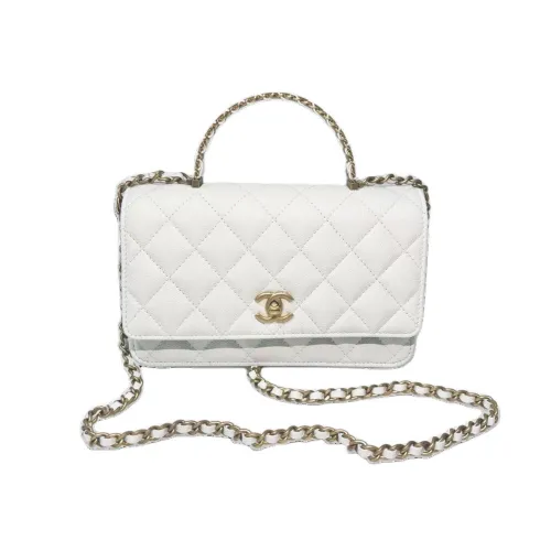 CHANEL Зернистая кожа личи икорный телячья кожа одно плечо ручная сумка сумка через плечо женская белая