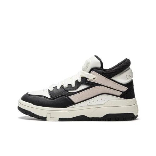 LINING Sports Trend Series Шорты Устойчивые к истиранию Высокий Топ Скейтборд Кроссовки Женские Черный Белый