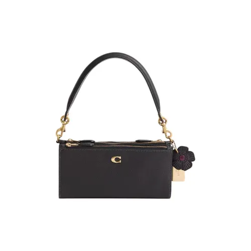 COACH Кожа Кошелек Сумка Сумка через плечо Маленькая Сумка через плечо Женская Латунь и Черный