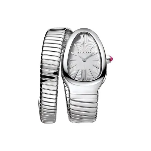 BVLGARI Serpenti Tubogas Часы Браслет В Один Виток И Корпус Из Нержавеющей Стали, Серебристый Опаловый Циферблат
