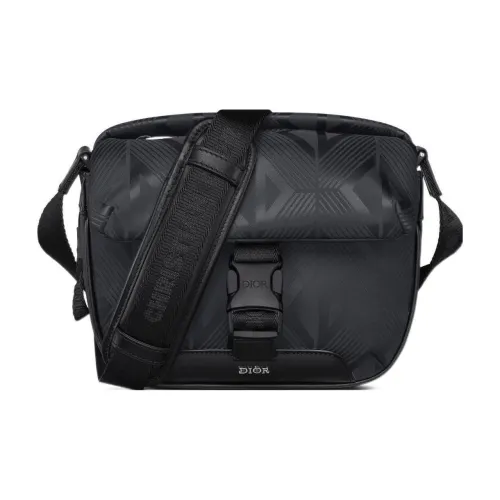 DIOR Гладкая коровья кожа Украшение Курьерская сумка Одно плечо Через плечо Клатч Мужской Черный