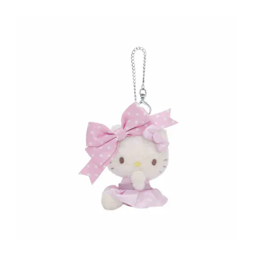 Санрио Polka Dot Bowknot Hello Kitty Кукла Plush Подвеска 12 см Рекомендуемая высота
