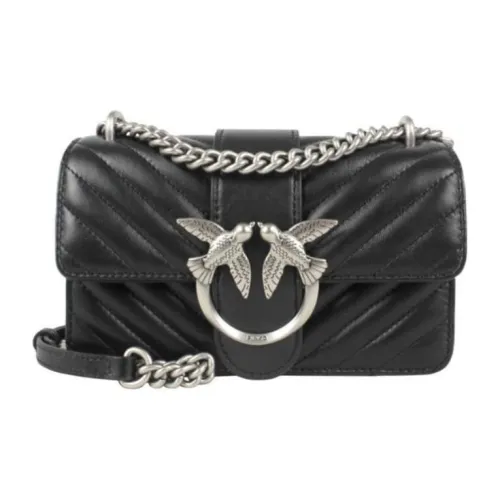PINKO Quilt Овчина Swallow Сумка Сумка через плечо Мини Женские Черный