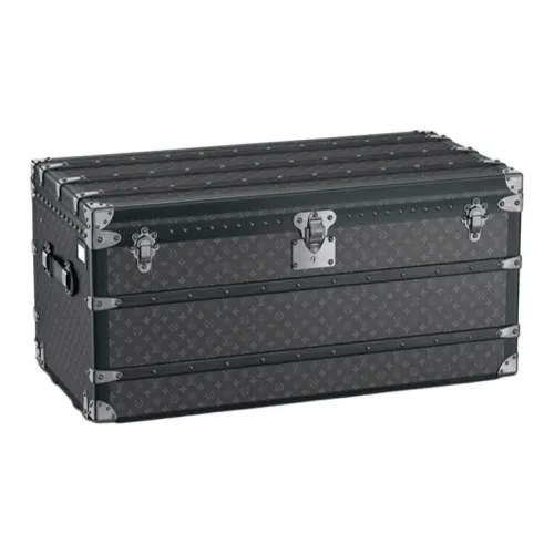 LOUIS VUITTON Malle Courrier Покрытый холст Кофе Таблицы Твердый Чехол Хранение Коробка Унисекс Черный