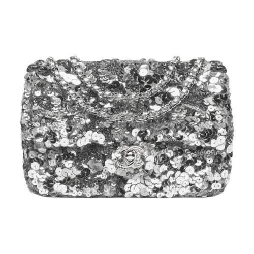 CHANEL Блестки Сумка через плечо Сумка на плечо Женская Серебряная