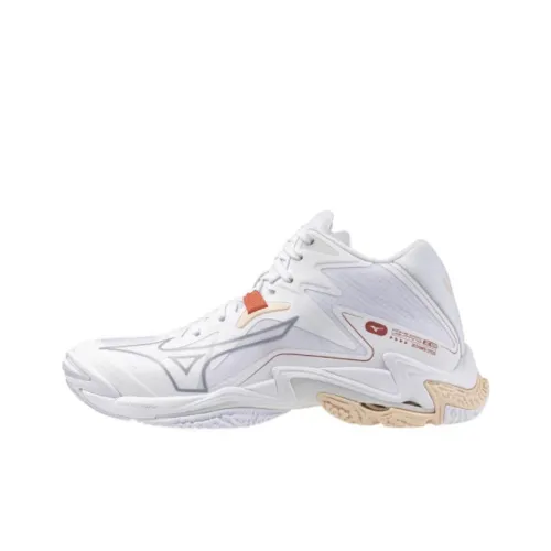 Mizuno Wave Lightning Z8 Противоскользящие Устойчивые к истиранию MID Топ Кроссовки для тренировок Женские Белые Серые